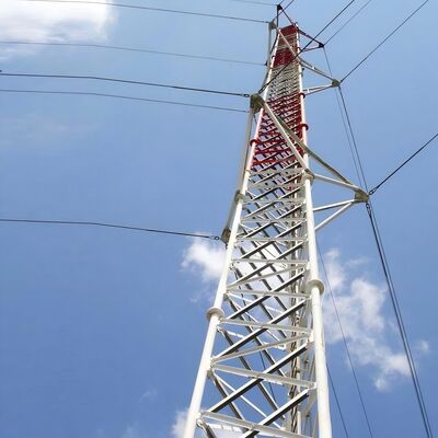 برج سیمی بسیار بالا برای پخش تلویزیون رادیویی دوربرد ANSI/TIA-222 دکل مشبک استاندارد مقاوم با سیستم لنگر فولادی مقاوم