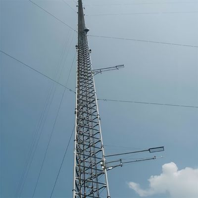 100 متری Q345 Q235 Q420 ساختار فولادی برج قطب چوبی آنتن زاویه ای شبکه ارتباطات قطب مست برج مخابرات