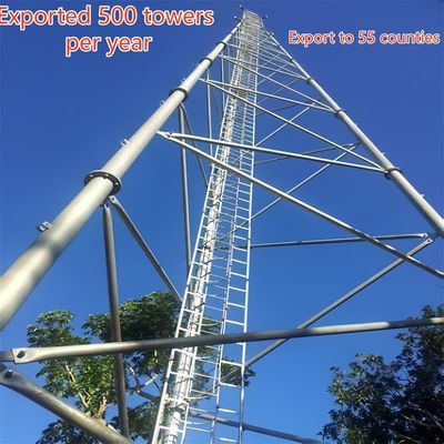 برج مخابراتی سه لوله فولادی کربنی 33 متری برای سیگنال LTE مناطق روستایی مقاوم در برابر باد