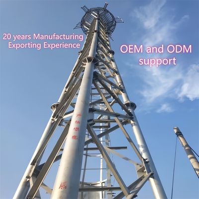 برج مخابراتی سه لوله فولادی کربنی 33 متری برای سیگنال LTE مناطق روستایی مقاوم در برابر باد
