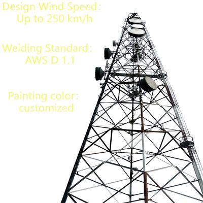 فولاد بدون درز 3 پای 20 30 40M گالوانیزه 5G GSM Cdma Isp برج مخابراتی