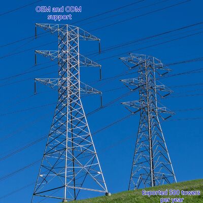 برج انتقال برق 10KV 380KV گالوانیزه گرم ، گچ زاویه ای فولادی فولتاژ بالا