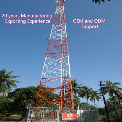 برج ارتباطی زاویه 3 پایه فولادی گالوانیزه 30 متری سیگنال ضد زنگ 5G پوشش شهری در فضای باز