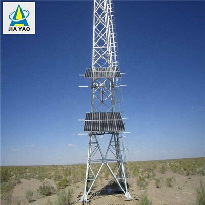 برج آنتن خورشیدی با باتری پشتیبان فولاد گالوانیزه 22 32 42M 4G 5G Telecom Mast