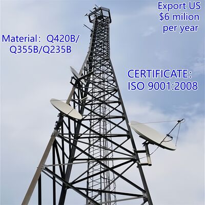 14 20 26 32M سبک وزن 3 پایه فولادی گالوانیزه زاویه ای در فضای باز 5G 4G مایکروویو ایستگاه پایه موقت دکل