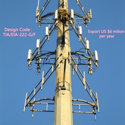 18 26 34M شهری تک‌قطبی از فولاد گالوانیزه گالوانیزه در فضای باز 5G 4G Wifi Beesthetic Telecom Tower