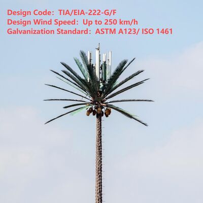 برج درخت بیونیک مصنوعی با ANSI TIA 222 G H F و EN 1991 1 4 EN 1993 3 1 کد طراحی برای زیرساخت