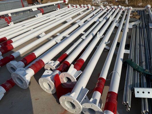 دکل فولادی لوله‌ای 27 متری 3 پایه با گرید فولاد ASTM A36 و A572 Gr50 برای دکل‌های مخابراتی و مایکروویو