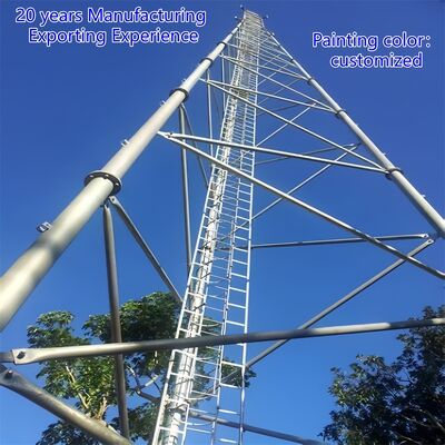 55M Weatherproof 3 Legged Tubular Steel Tower with High Impact Strength for Telecom Microwave and Security Installations