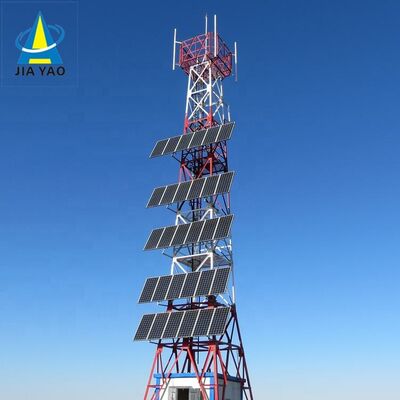 15 22 38M 4 پایه زاویه ای خارج از شبکه خورشیدی برج مخابراتی شبکه خورشیدی با فولاد گالوانیزه و باتری پشتیبان برای ارتباطات اضطراری