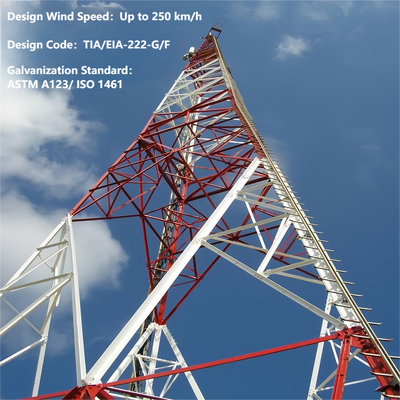 Hot Dip Galvanized 3 Legged Angle Steel Tower Cost Effective For Rural 5G