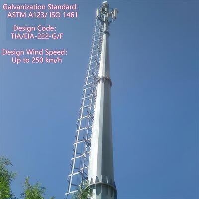 برج تک قطبی حفاظت از صاعقه 30 متری برای ایستگاه پایه 5G مرکز خرید