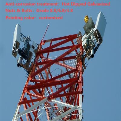 برج فولادی 46 متری محافظ صاعقه 3 پایه برای ایستگاه پایه 5G پارک صنعتی