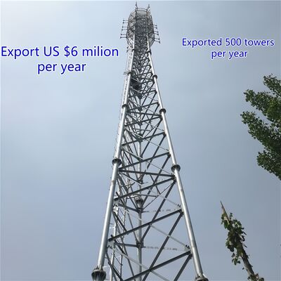 ردپای فشرده برج مخابراتی 30M Q355 فولادی 3 لوله برای ایستگاه ارتباطی