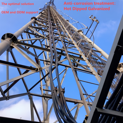 برج شبکه فولادی لوله‌ای 3 پایه با دقت بالا برای ایستگاه پایه 4G 5G 20 متر 30 متر 45 متر 60 متر دکل مخابراتی مقاوم در برابر باد گالوانیزه داغ