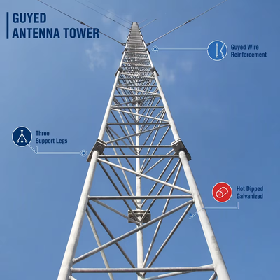 30m GSM Telecom Antenna Communication Telecommunication Lattice Triangle Triangular Guyed Mast Tower